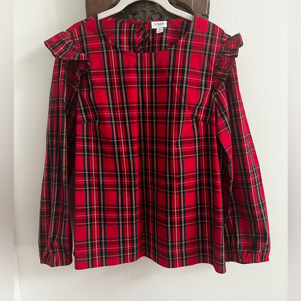 J Crew Factory Tartan Blouse size M